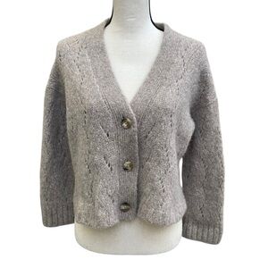 Velvet by Graham and Spencer Alpaca Cropped Oatmeal Cardigan